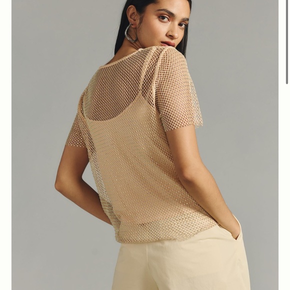 NWOT Sunday in Brooklyn Rhinestone Mesh Top (Anthropologie) - Picture 2 of 4